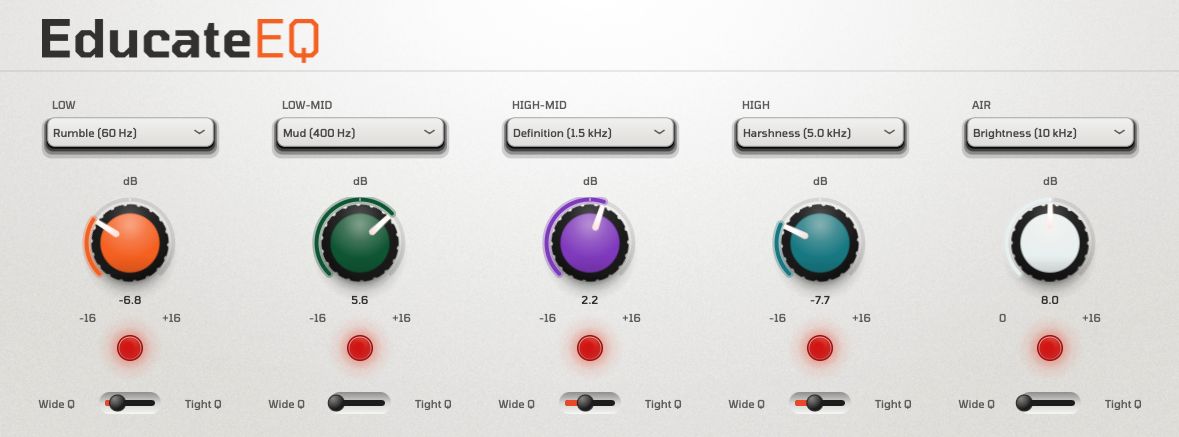 Educate EQ plugin interface, light theme